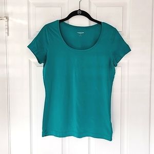 Set of 2 Land's End Turquoise/Azure blue Scoop neck Tees